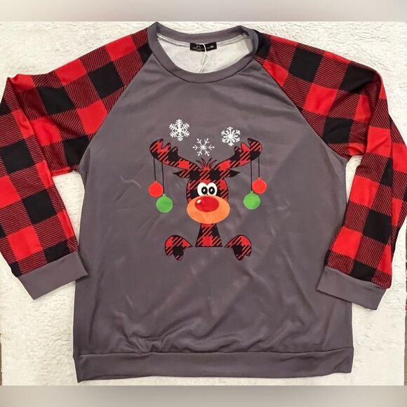 NWT Women’s 3X Lightweight Christmas Reindeer Sweatshirt NEW - Picture 1 of 9